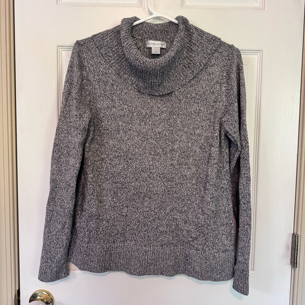 Christopher & Banks Pullover Cowl Neck Sweater Women’s Medium Black & Gray